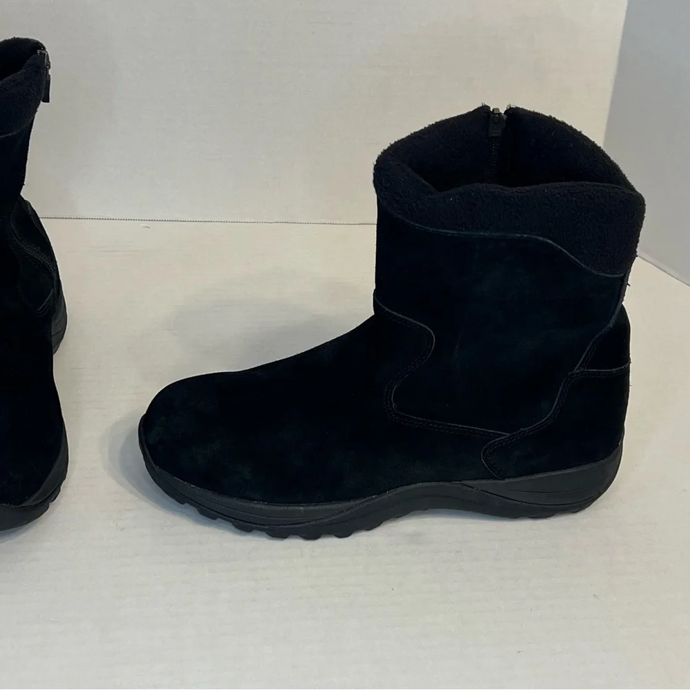 L.L. Bean Womens Suede Side‎ Zip Round Toe Mid Calf Black Winter Boots Sz 11